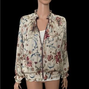 Chicos Floral/Maroon reversible track jacket